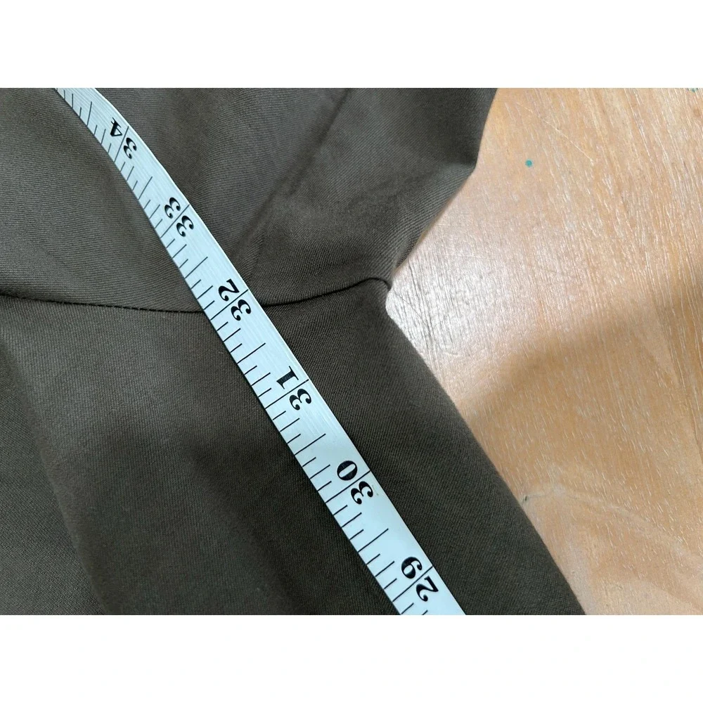 Eileen Fisher Womens Olive Brown Organic Cotton Stretch Straight Leg Pants Sz L